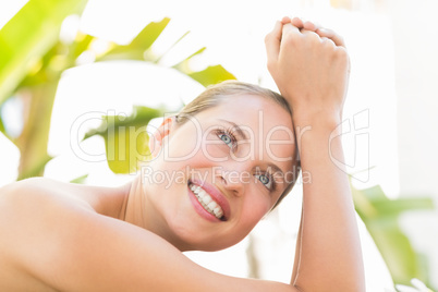 Close up of a beautiful woman on massage table