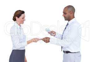 Business people exchanging bank notes