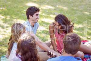 happy friends in a park