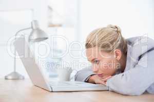 Business woman looking at her computer