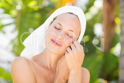 a woman preparing herself for spa day