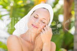 a woman preparing herself for spa day