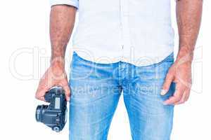 A man holding photo camera