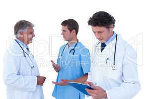Doctors and nurses discussing together