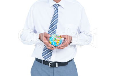 image of businessman holding earth