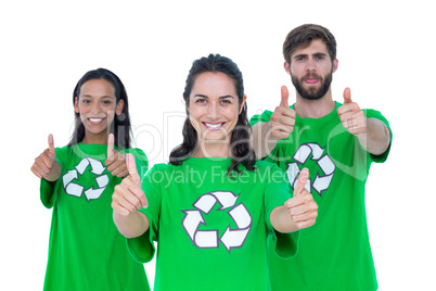 Friends wearing recycling tshirts