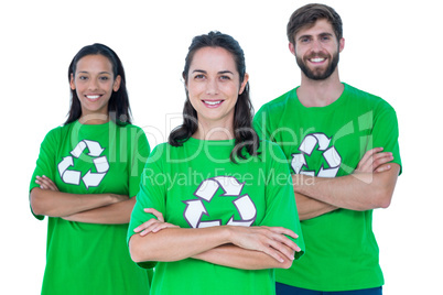 Friends wearing recycling tshirts