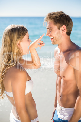 Happy couple in swimsuit