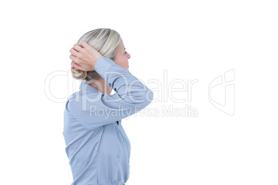 Businesswoman holding her head