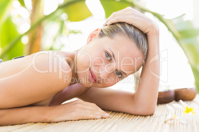 Close up of a beautiful woman on massage table