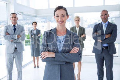 Businesswoman colleagues arm crossed