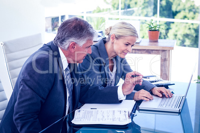 Business team using laptop and planning