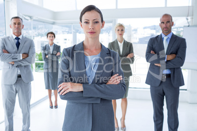 Businesswoman colleagues arm crossed
