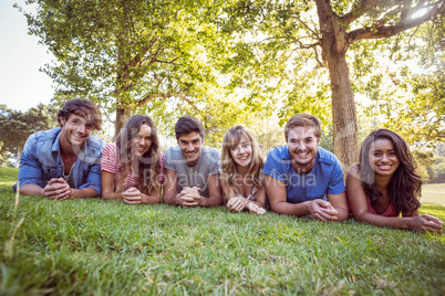 happy friends in a park