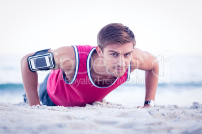 Handsome man doing push ups Handsome man doing push ups