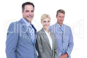 Businessman in a row with his business team