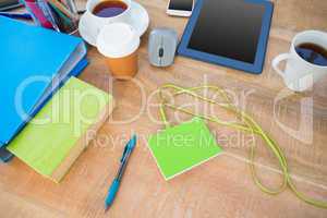 Desk overhead of three workers