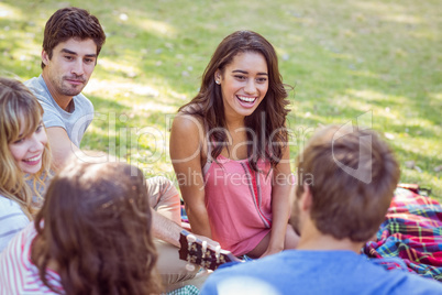 happy friends in a park