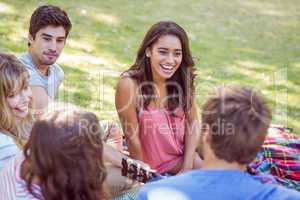 happy friends in a park