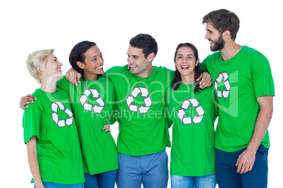 Friends wearing recycling tshirts
