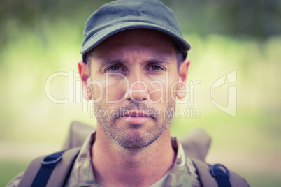 Soldier looking at the camera