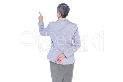 Wear view of businesswoman gesturing