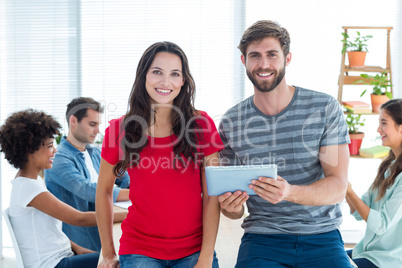 young business people using a tablet