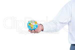 image of businessman holding earth