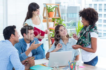 Discussing business team in a meeting