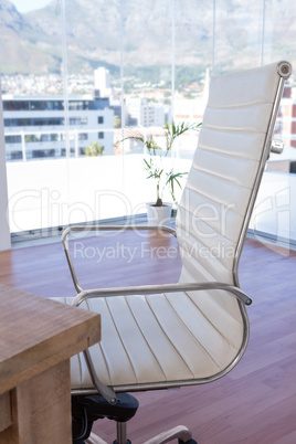 Close up of swivel chair in an office