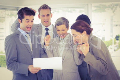 Business team celebrating a new contract