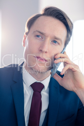 Serious businessman having a phone call