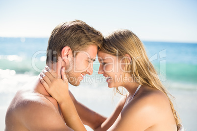 Happy couple in swimsuit