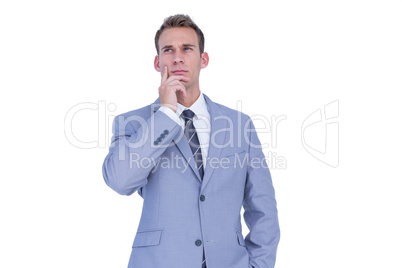 Handsome businessman thinking with finger on chin
