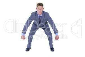 Businessman carrying something with his hands