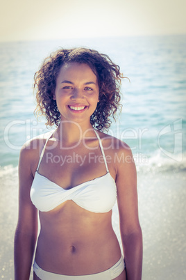 pretty brunette in swimsuit