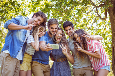 Happy friends taking a selfie