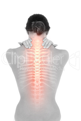 Highlighted back pain of woman