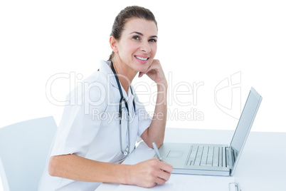 Doctor working on her laptop