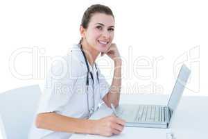 Doctor working on her laptop