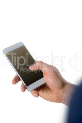 Hand of businessman holding smartphone