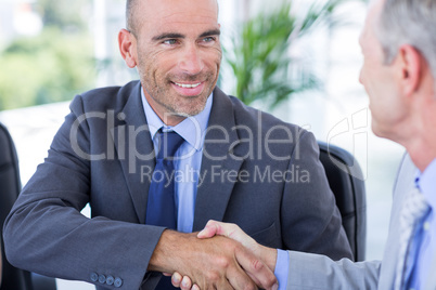 Businessman handshaking colleague