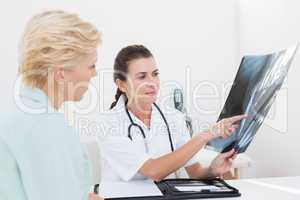 Doctor showing Xray to her patient