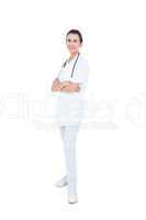 Female doctor folding arms