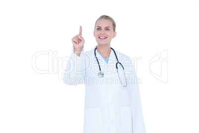 Doctor standing with finger up