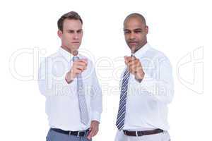 Businessmen pointing something with their hands