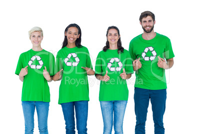 Friends wearing recycling tshirts