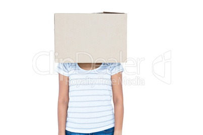 Woman with box over head
