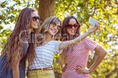 Happy friends taking a selfie