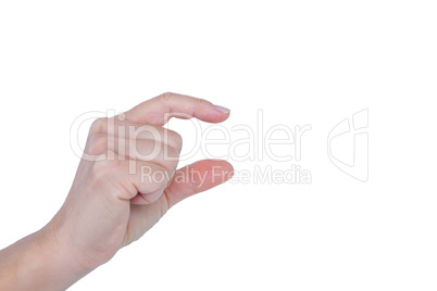 Businesswoman presenting with hand